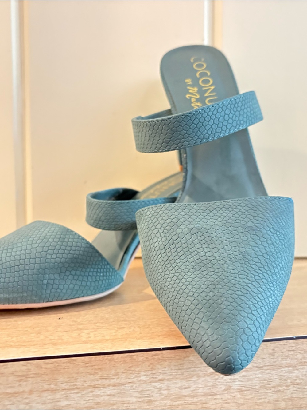 Coconuts by Matisse Blue Textured Pointed-Toe Double-Strap Mule
